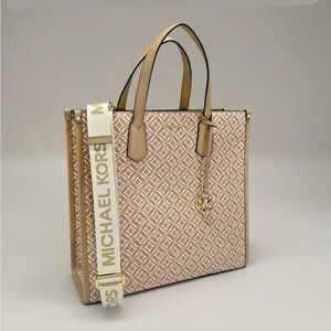 Michael Kors Beige and Cream Patterned Tote
